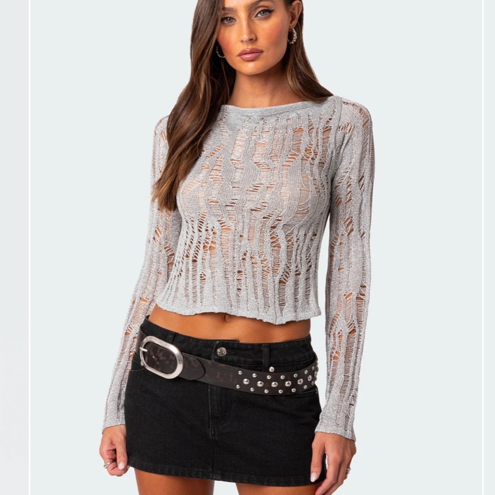 Edikted Silver Open-back top